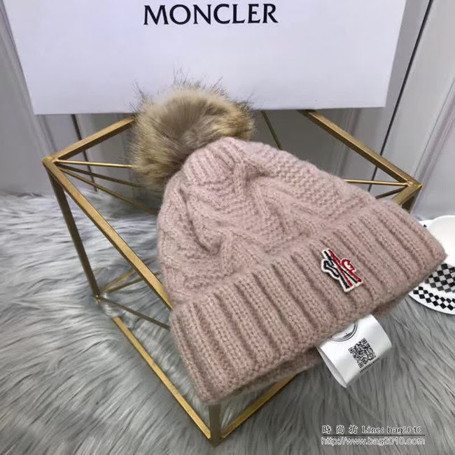 MONCIER蒙口 專櫃新品 原版高端羊毛+兔絨配狐狸毛球針織帽 LLWJ8581